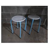 2 CUTE BLUE FOOTED ANTIQUE STOOLS