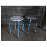 2 CUTE BLUE FOOTED ANTIQUE STOOLS