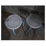 2 CUTE BLUE FOOTED ANTIQUE STOOLS