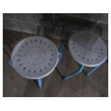 2 CUTE BLUE FOOTED ANTIQUE STOOLS