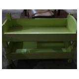 VINTAGE WOODEN DESK AND WOODEN BABY DOLL CARRIAGE