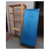 MILITARY SLEEP COTT AND WOODEN SHELF