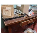 WOODEN TABLE WITH DRAWER WITH MYSTERY ITEMS