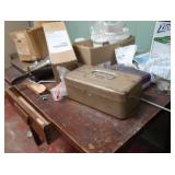 WOODEN TABLE WITH DRAWER WITH MYSTERY ITEMS