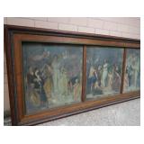 HISTORIC ANTIQUE  3~PANEL MURAL OVER 10 FEET LONG "BLASHFIELD / SIMMONS / WALKER"