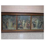 HISTORIC ANTIQUE  3~PANEL MURAL OVER 10 FEET LONG "BLASHFIELD / SIMMONS / WALKER"