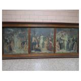 HISTORIC ANTIQUE  3~PANEL MURAL OVER 10 FEET LONG "BLASHFIELD / SIMMONS / WALKER"