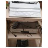 METAL ROLLY CART WITH TYPER, PHONE AND DVD/VHS PLAYER