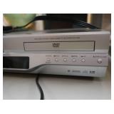 METAL ROLLY CART WITH TYPER, PHONE AND DVD/VHS PLAYER