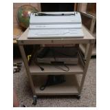 METAL ROLLY CART WITH TYPER, PHONE AND DVD/VHS PLAYER