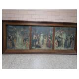 HISTORIC ANTIQUE  3~PANEL MURAL OVER 10 FEET LONG "BLASHFIELD / SIMMONS / WALKER"