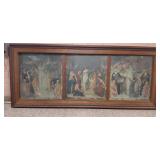 HISTORIC ANTIQUE  3~PANEL MURAL OVER 10 FEET LONG "BLASHFIELD / SIMMONS / WALKER"