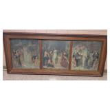 HISTORIC ANTIQUE  3~PANEL MURAL OVER 10 FEET LONG "BLASHFIELD / SIMMONS / WALKER"