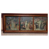 HISTORIC ANTIQUE  3~PANEL MURAL OVER 10 FEET LONG "BLASHFIELD / SIMMONS / WALKER"