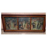 HISTORIC ANTIQUE  3~PANEL MURAL OVER 10 FEET LONG "BLASHFIELD / SIMMONS / WALKER"