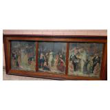 HISTORIC ANTIQUE  3~PANEL MURAL OVER 10 FEET LONG "BLASHFIELD / SIMMONS / WALKER"