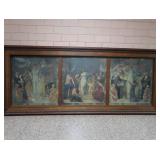 HISTORIC ANTIQUE  3~PANEL MURAL OVER 10 FEET LONG "BLASHFIELD / SIMMONS / WALKER"
