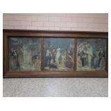 HISTORIC ANTIQUE  3~PANEL MURAL OVER 10 FEET LONG "BLASHFIELD / SIMMONS / WALKER"