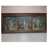 HISTORIC ANTIQUE  3~PANEL MURAL OVER 10 FEET LONG "BLASHFIELD / SIMMONS / WALKER"