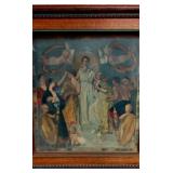 HISTORIC ANTIQUE  3~PANEL MURAL OVER 10 FEET LONG "BLASHFIELD / SIMMONS / WALKER"