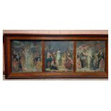 HISTORIC ANTIQUE  3~PANEL MURAL OVER 10 FEET LONG "BLASHFIELD / SIMMONS / WALKER"