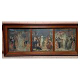 HISTORIC ANTIQUE  3~PANEL MURAL OVER 10 FEET LONG "BLASHFIELD / SIMMONS / WALKER"