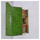 Vintage Happy-Time Tin Litho Barn Toy Building with Green Roof