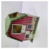Vintage Lazy-Day Farm Tin Litho Barn Toy Building with Green Roof