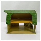 Vintage Lazy-Day Farm Tin Litho Barn Toy Building with Green Roof