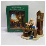 1997 Howard Miller Making Toys For Good Girls and Boys Santa Clock Figurine With Box