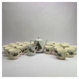 Christmas Tree Ceramic Tea Set With Teapot Creamer and Cups