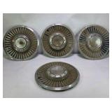 Lot of 4 Vintage 14 Inch Turbine Style Metal Hubcaps Wheel Covers