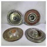 Lot of 4 Vintage Mixed Automotive Hubcaps Cadillac Buick Thunderbird Wheel Covers