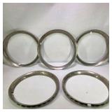 Lot of 5 Vintage Chrome Wheel Trim Rings Beauty Rings Automotive Hubcap Parts