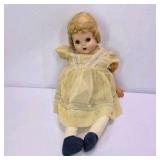 Vintage Composition Baby Doll with Blonde hair and Dress