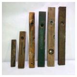 Lot of 6 Vintage Wood Spirit Levels Carpenter Tool Pieces