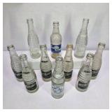 Lot of Clear Glass ACL Soda Bottles Sun Crest NuGrape Nesbitt’s Mascot