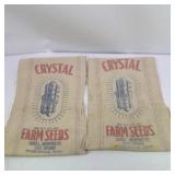 Lot of 2 Vintage Crystal Farm Seeds Cloth Seed Sacks