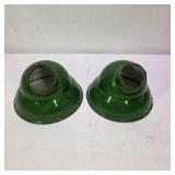 Pair of Vintage Green Enamel Metal Light Shades