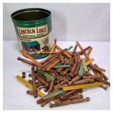 Lincoln Logs Bicentennial Edition Toy Building Set with Green Tin