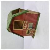 Vintage Happy-Time Tin Litho Barn Toy Building with Green Roof