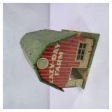 Vintage Lazy-Day Farm Tin Litho Barn Toy Building with Green Roof