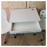 White Desk with Drawer and Two Swivel Chairs Lot
