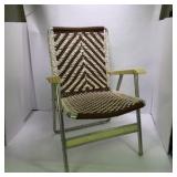 Pair of Vintage Folding Lawn Chairs with Woven Webbing