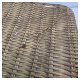 Vintage Wicker Picnic Basket with Metal Interior and Wood Handles