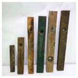 Lot of 6 Vintage Wood Spirit Levels Carpenter Tool Pieces