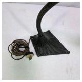 Antique Gooseneck Desk Lamp Cast Iron Base With Ribbed Glass Shade