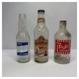Lot of Vintage Clear Glass Soda Bottles Dr Pepper Pepsi Royal Crown Orange Crush