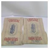 Lot of 2 Vintage Crystal Farm Seeds Cloth Seed Sacks