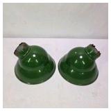 Pair of Vintage Green Enamel Metal Light Shades